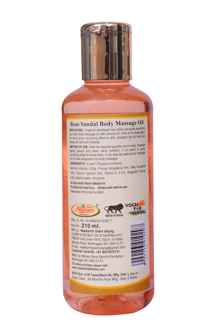 Rose-Sandal Body Massage Oil - 200ml | Ayurvedic Nourishing Oil